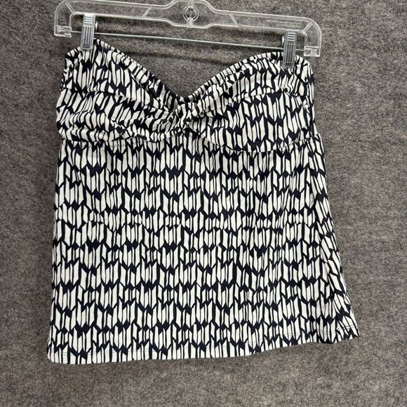 Unbranded Tankini Top Women M Medium Black Geometric Strapless Push Up Swimwear - Picture 1 of 3